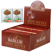 Herbata Basilur Strawberry Vanilla 100 x 1,5 g w opakowaniu Food Service, biała herbata z truskawką i wanilią.