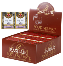 Herbata Basilur Lavender 100 x 2 g w opakowaniu Food Service, czarna herbata Earl Grey z aromatem lawendy.