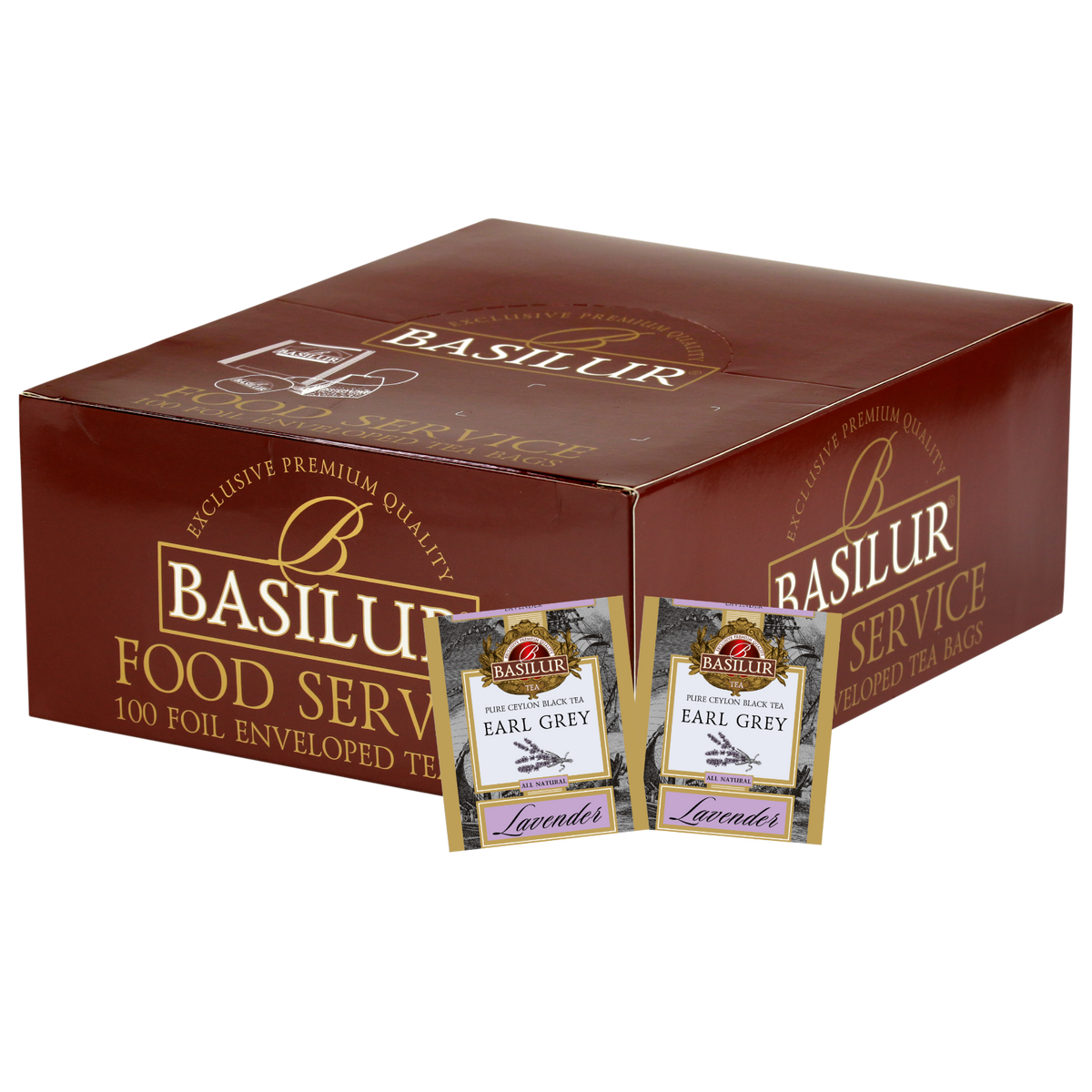 Zestaw Basilur Lavender – 100 torebek herbaty Earl Grey z nutą kwiatową i delikatnym aromatem lawendy.