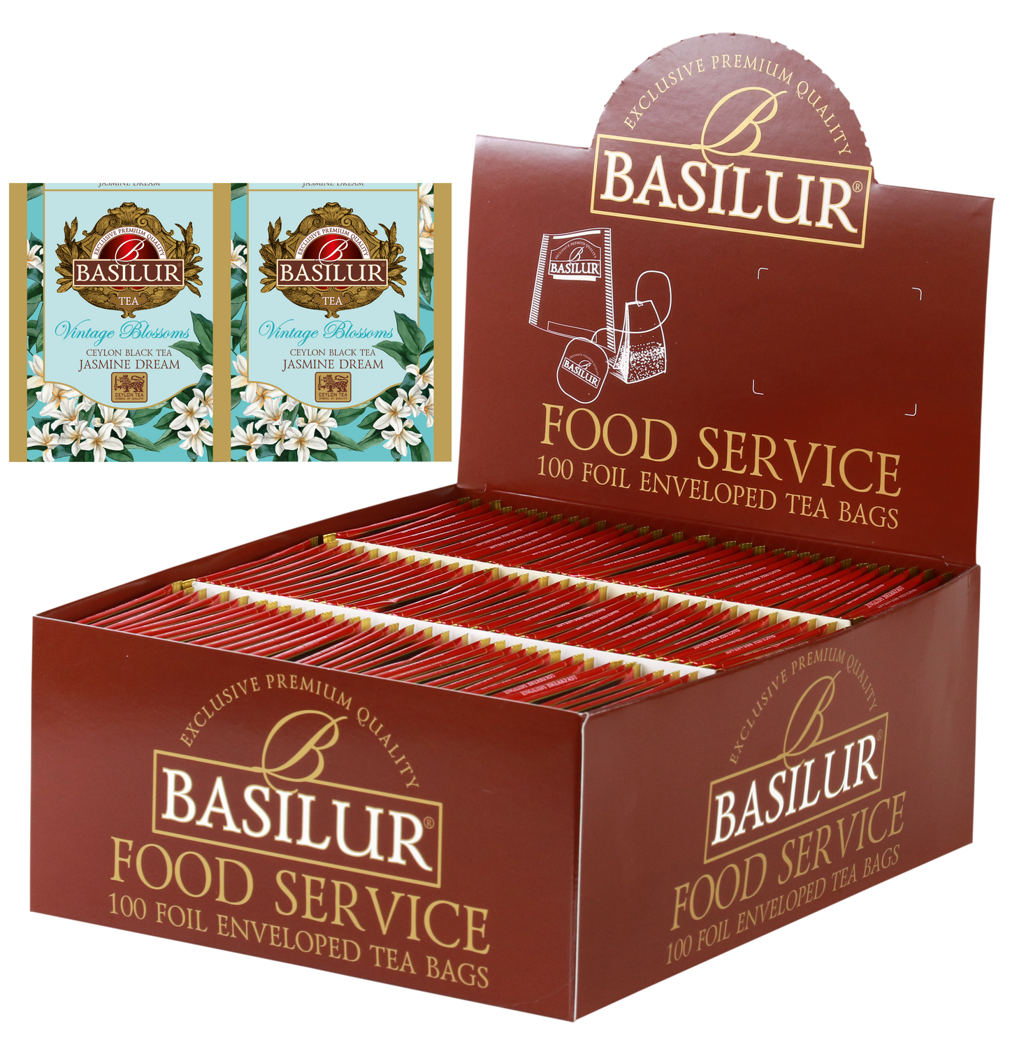 Herbata Basilur Jasmine Dream w opakowaniu Food Service 100 torebek – czarna herbata cejlońska z aromatem jaśminu.