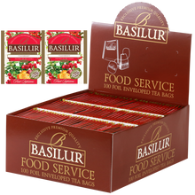Herbata Basilur Cranberry w dużym opakowaniu typu food service, 100 torebek w kopertach.