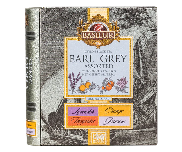 Opakowanie herbaty Basilur Earl Grey Assorted – zestaw czterech smaków.