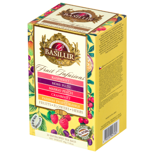 Opakowanie Basilur Fruit Infusions Vol. III – zestaw herbat owocowych bez kofeiny.