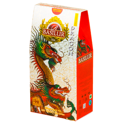Herbata Basilur Dragon Diamond 75 g widok opakowania z boku elegancka czarna herbata cejlonska