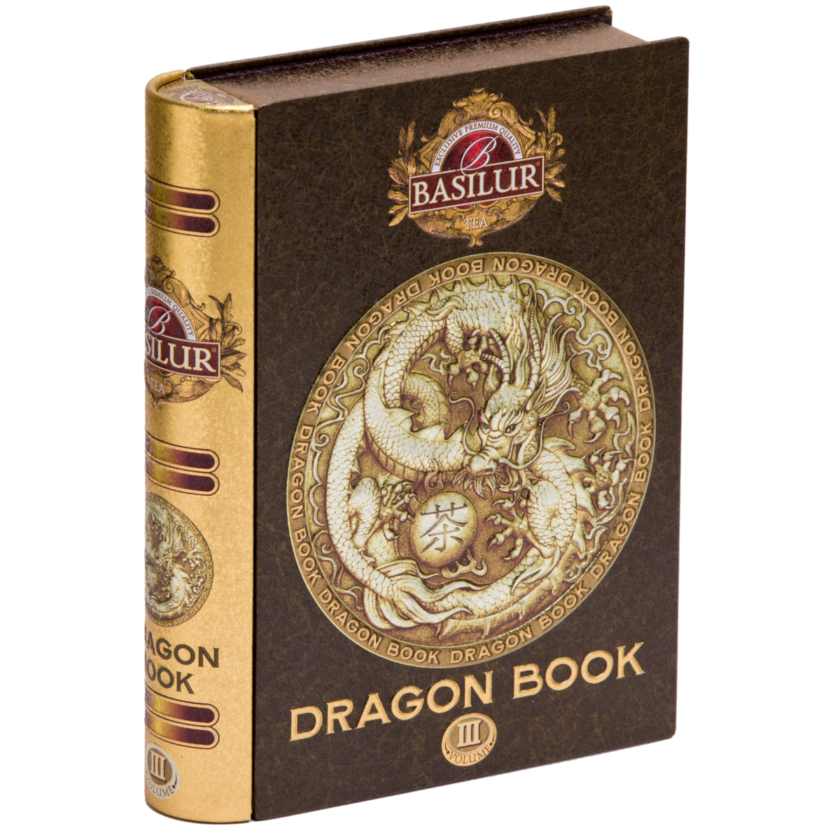 Herbata Basilur Dragon Tea vol. III w puszce w kształcie książki – czarna herbata Ceylon.