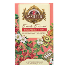 Herbata Basilur Strawberry & Kiwi – owocowa saszetka z truskawką i kiwi bez kofeiny.