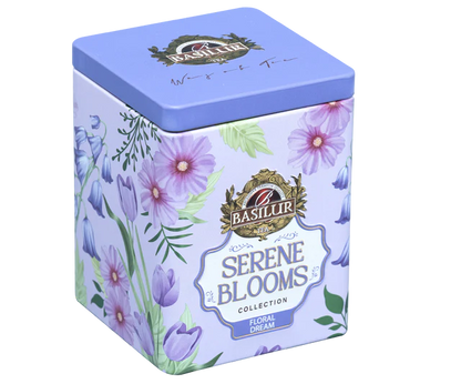 Basilur Floral Dream puszka ozdobna prezentowana pod skosem
