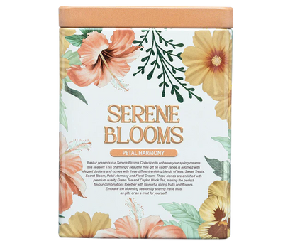 Herbata Basilur Petal Harmony w ozdobnej kwiatowej puszce – kolekcja Serene Blooms.