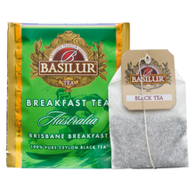 Basilur Brisbane Breakfast, czarna herbata cejlońska z aromatem Earl Grey i mandarynki w saszetce.