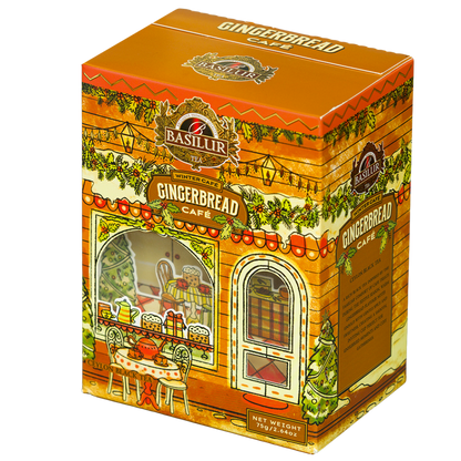 Basilur Gingerbread Cafe 75 g, ozdobna puszka z czarną herbatą o smaku piernika