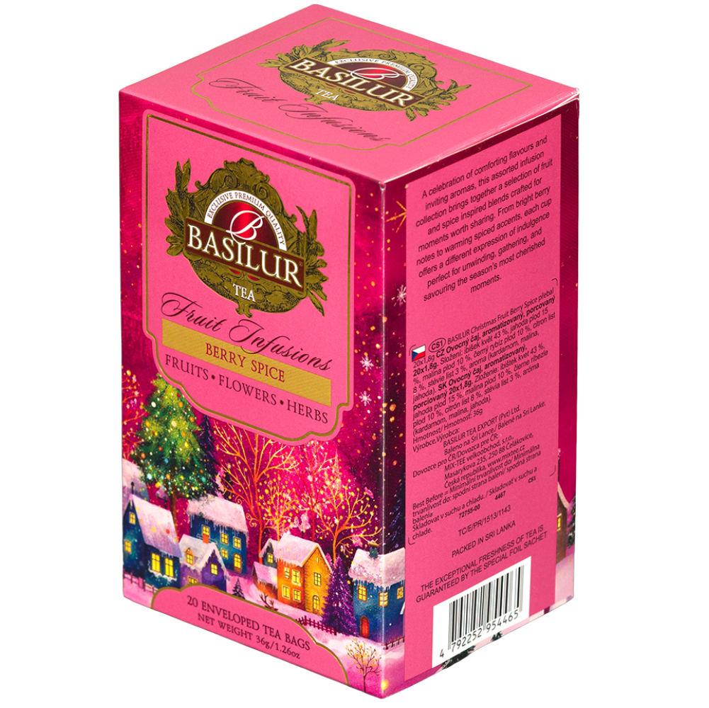 Basilur Winter Spice 20 x 1,8 g, opakowanie z widocznym składem produktu