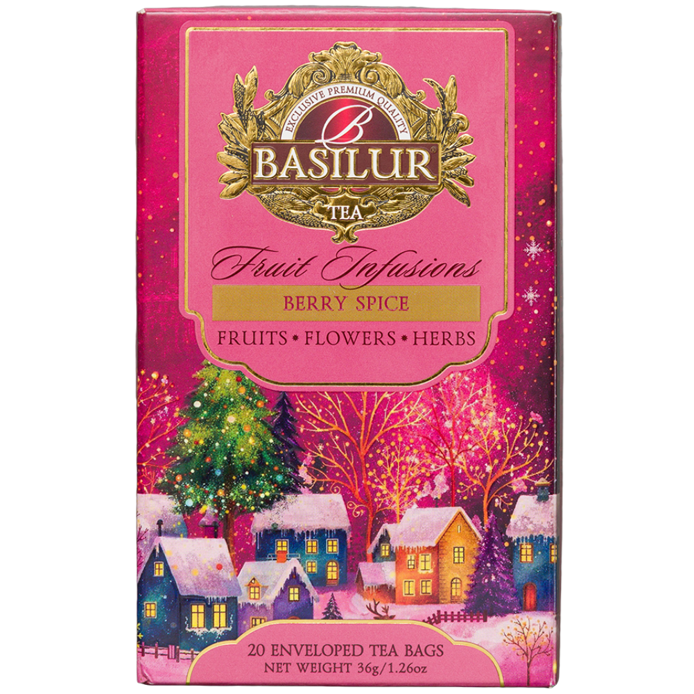 Basilur Winter Spice owocowy napar z kardamonem, przód opakowania