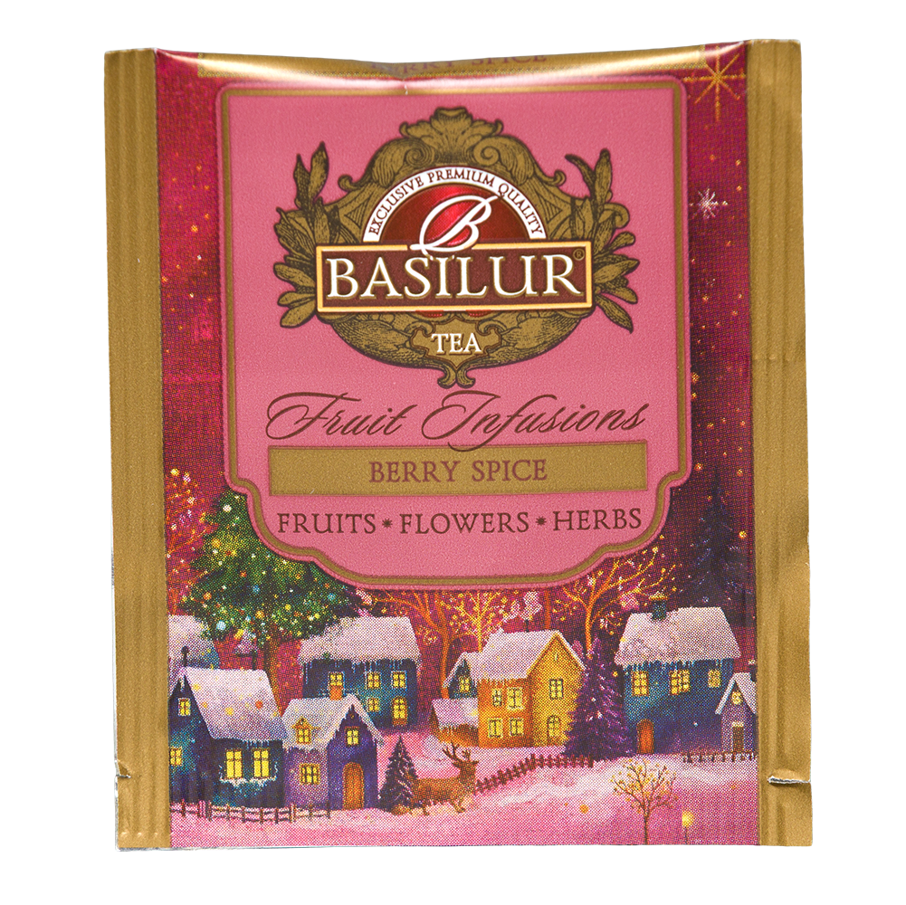 Pojedyncza koperta Basilur Winter Spice z zimową grafiką