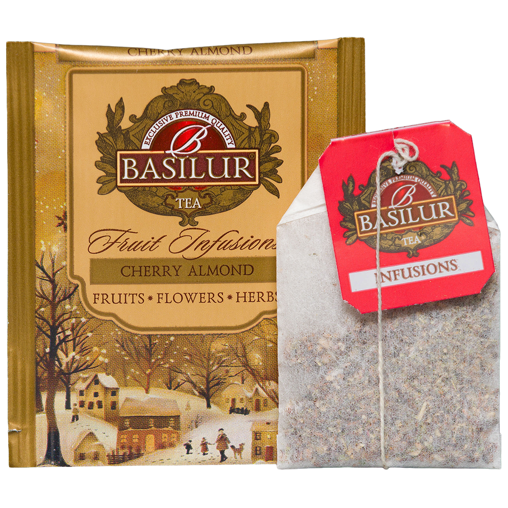 Basilur Cherry Almond, owocowa saszetka i pojedyncza koperta w zestawie Fruit Infusions vol. II