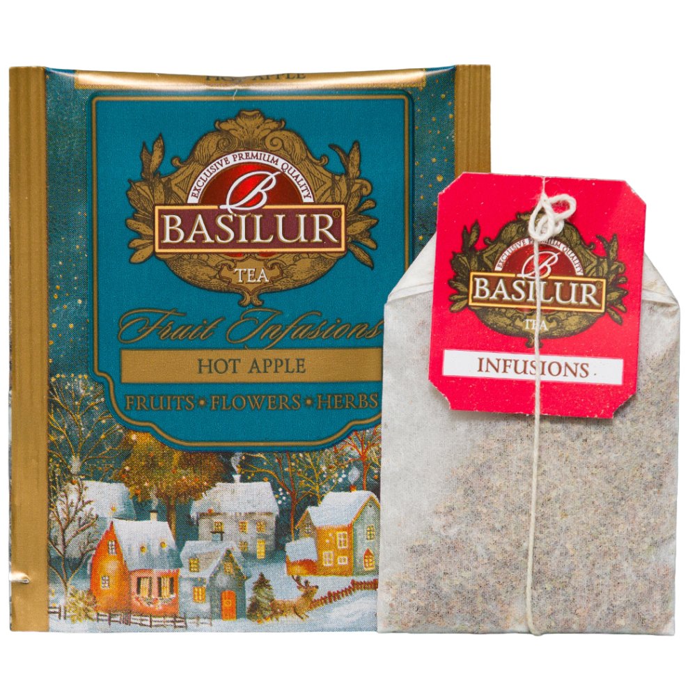 Basilur Hot Apple, owocowa saszetka i pojedyncza koperta w zestawie Fruit Infusions vol. II