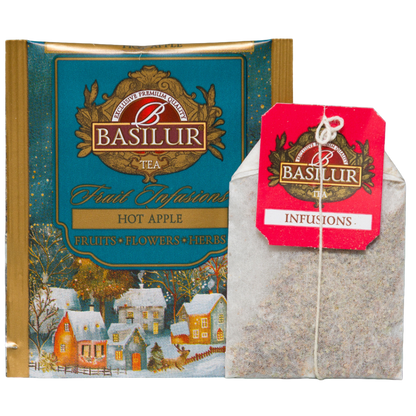 Basilur Hot Apple, owocowa saszetka i pojedyncza koperta w zestawie Fruit Infusions vol. II