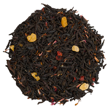 Liściasta herbata czarna Basilur Crimson Red z mango, wiśnią i aromatem prażonych migdałów