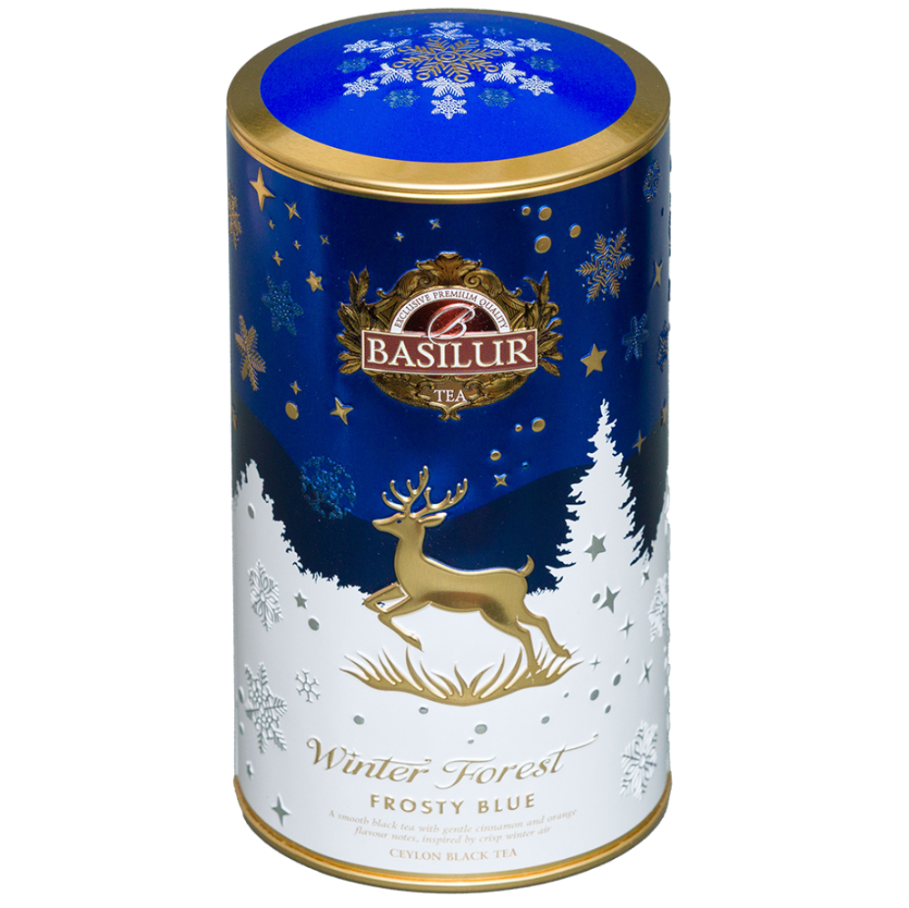 Basilur Winter Forest czarna herbata cejlońska w ozdobnej granatowej puszce na prezent