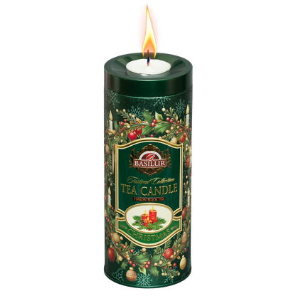 Ciemnobursztynowy napar herbaty Basilur Tea Candle Green w białej filiżance
