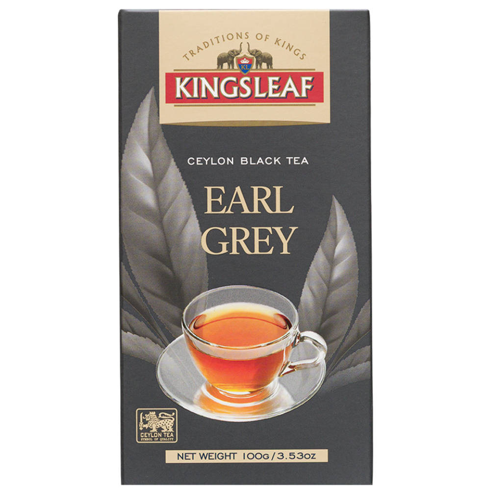 Herbata Kingsleaf Earl Grey 100 g, czarna herbata cejlońska w eleganckim opakowaniu