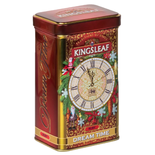 Herbata Kingsleaf Dream Time Ruby w ozdobnej puszce z motywem zegara, czarna herbata cejlońska 75 g.
