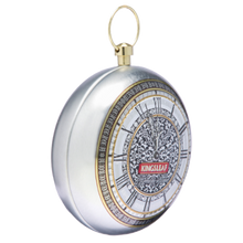Metalowa puszka Kingsleaf Dream Time Silver w formie zegara kieszonkowego z uchwytem.