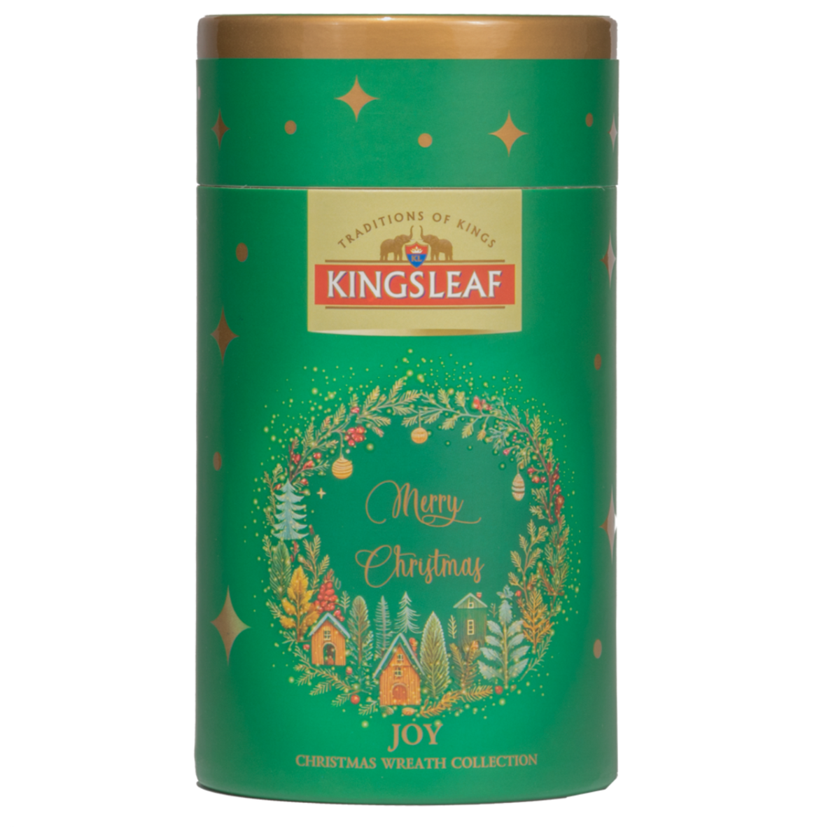 Zielona tuba Kingsleaf Joy 50 g z czarną herbatą cejlońską o aromacie pieczonego jabłka, świąteczna herbata na prezent