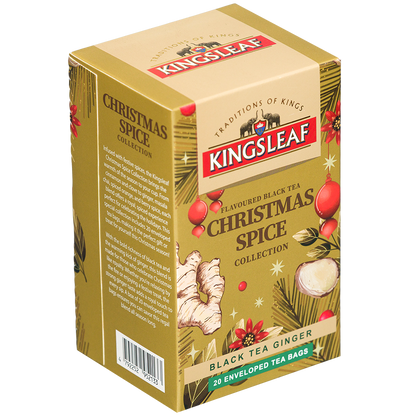 Opakowanie herbaty Kingsleaf Christmas Spice Ginger, czarna herbata z imbirem w 20 kopertach