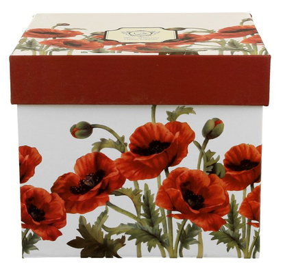 Eleganckie pudełko ozdobne z motywem czerwonych maków do kubka Classic Poppies 430 ml.
