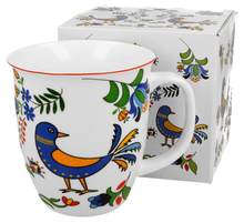 Duży kubek porcelanowy Ptaszek Kaszubski z pudełkiem prezentowym.