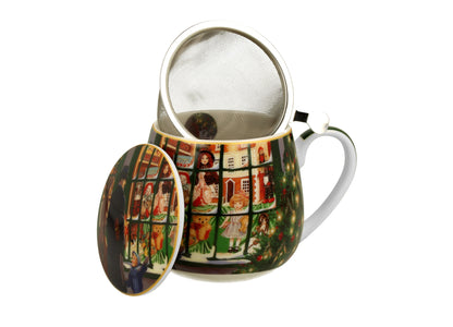 Kubek Christmas Window Shop z metalowym zaparzaczem do herbaty lisciastej