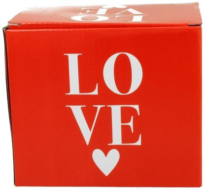 Czerwone pudełko LOVE do kubka porcelanowego Serca 2 – opakowanie prezentowe.