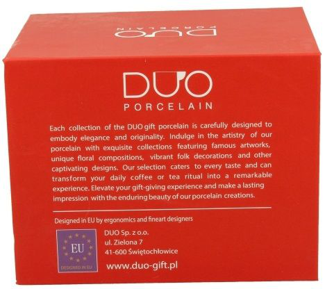 Czerwone pudełko do kubka porcelanowego Love 3 380 ml.