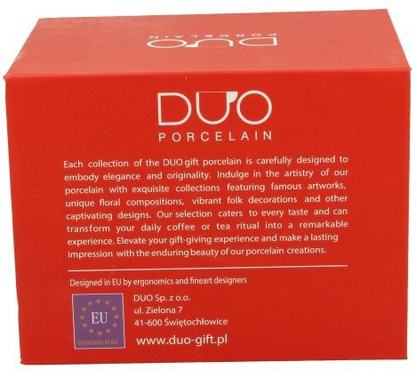Czerwone pudełko do kubka porcelanowego Love 3 380 ml.