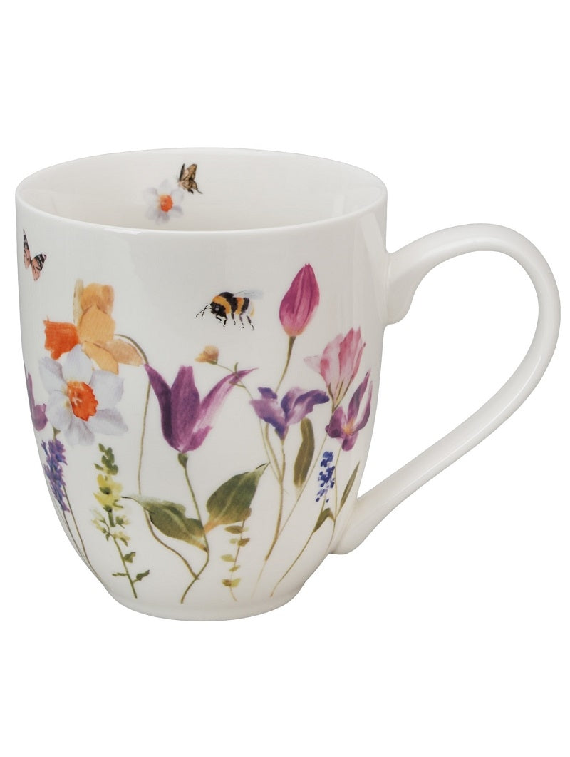 Ozdobne opakowanie kubka porcelanowego May z motywem kwiatow i logo Duo Porcelain
