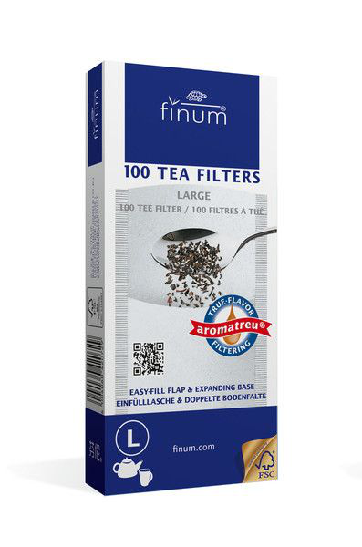 Pudełko filtrów papierowych Finum rozmiar L 100 sztuk z nadrukiem.