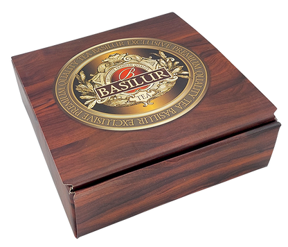 Zamkniety ekspozytor Basilur Magiczne Owoce 90 sztuk eleganckie opakowanie herbat premium cejlonskich