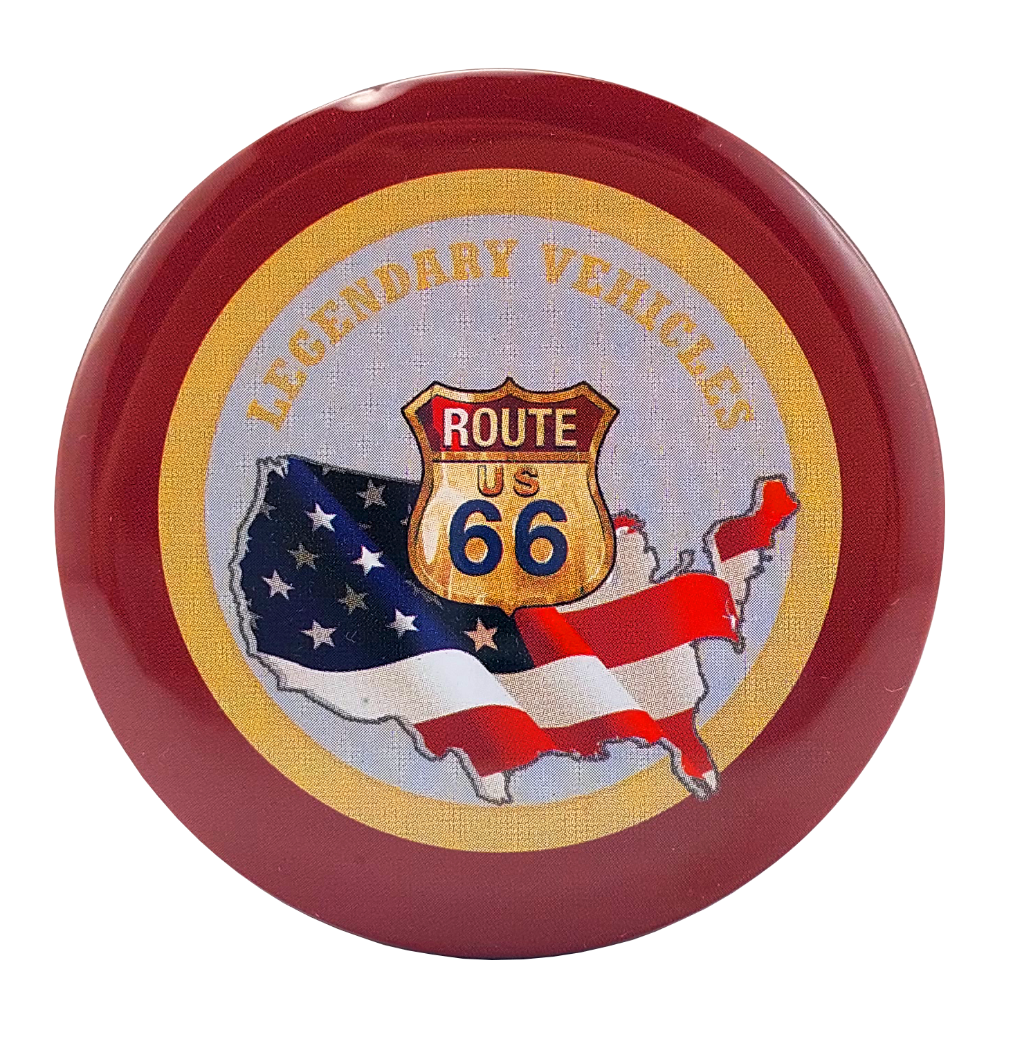 Metalowa puszka czarnej herbaty Route 66 z motywem podróży i motocykla.