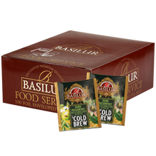 Ekspozytor Basilur Cold Brew Guava Passionfruit z 100 herbatami owocowymi.