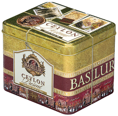 Puszka Basilur Ceylon Present widok z góry – elegancka herbata premium z Cejlonu.