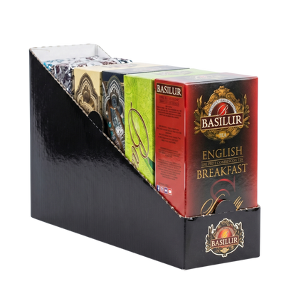 Ekspozytor Basilur Owocowa Wyspa z zestawem herbat owocowych 150 saszetek elegancki stojak